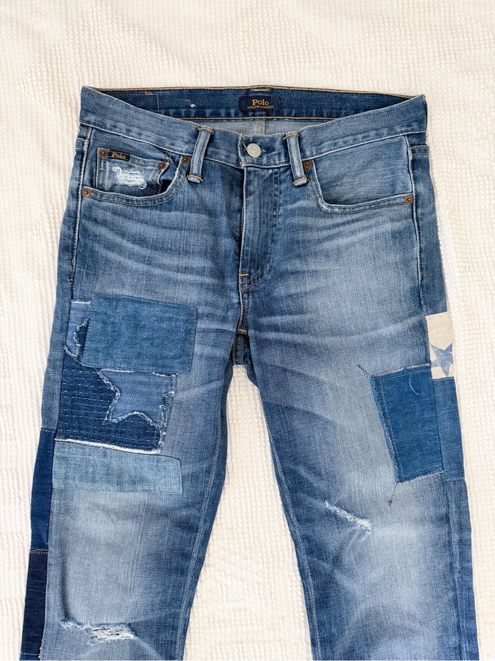 Polo Ralph Lauren Women's Jeans 27 The Waverly Straight Crop Star Patchwork Pant - Picture 5 of 9